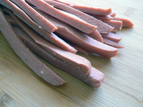 sliced hot dogs